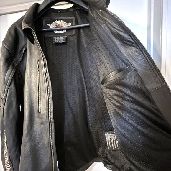 Harley Davidson Mens Roadhouse Black Leather MOTORCYCLE Jacket 3XL 97072-09VM - Picture 6 of 16
